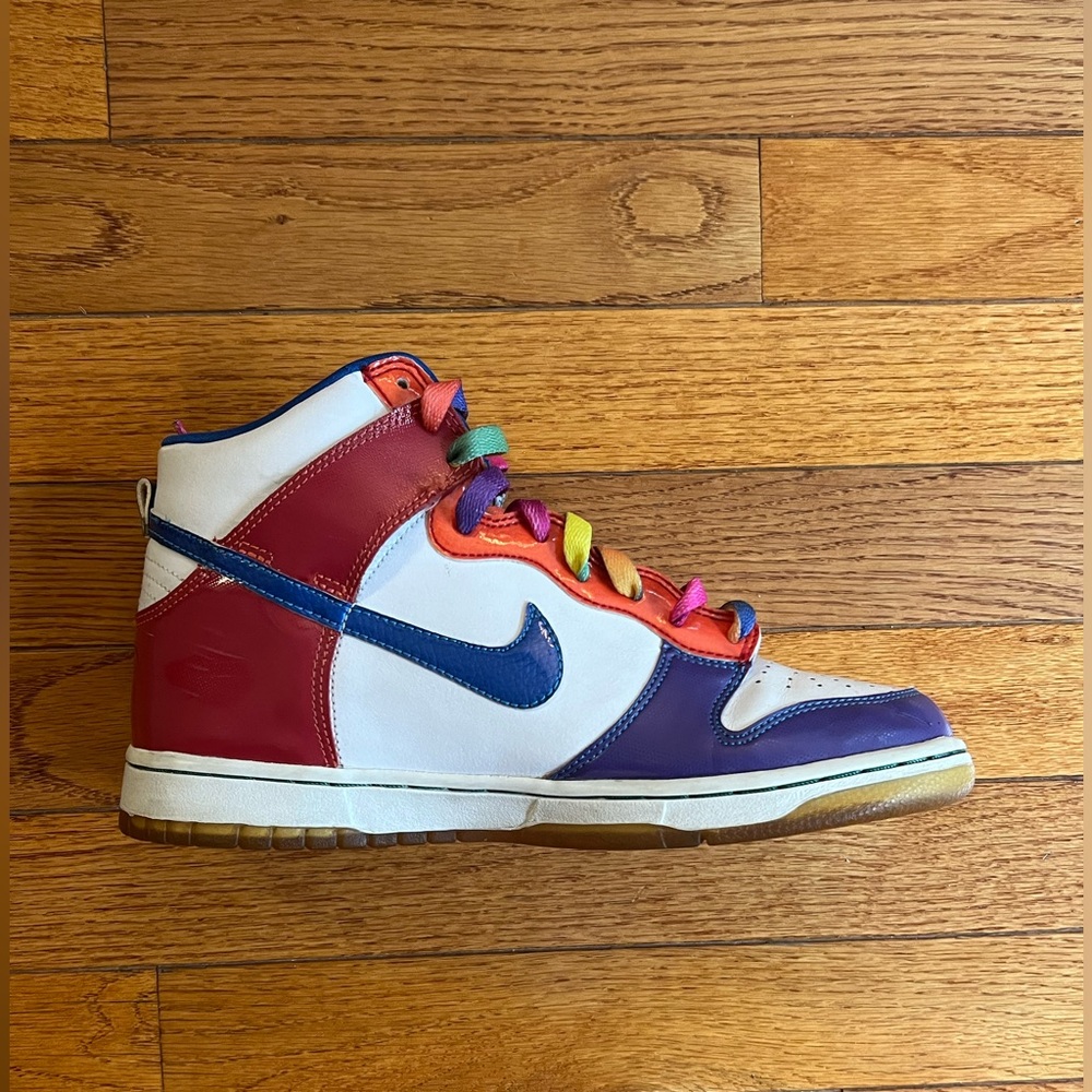 Nike dunk high premium Rainbow patent leather size 6.5y